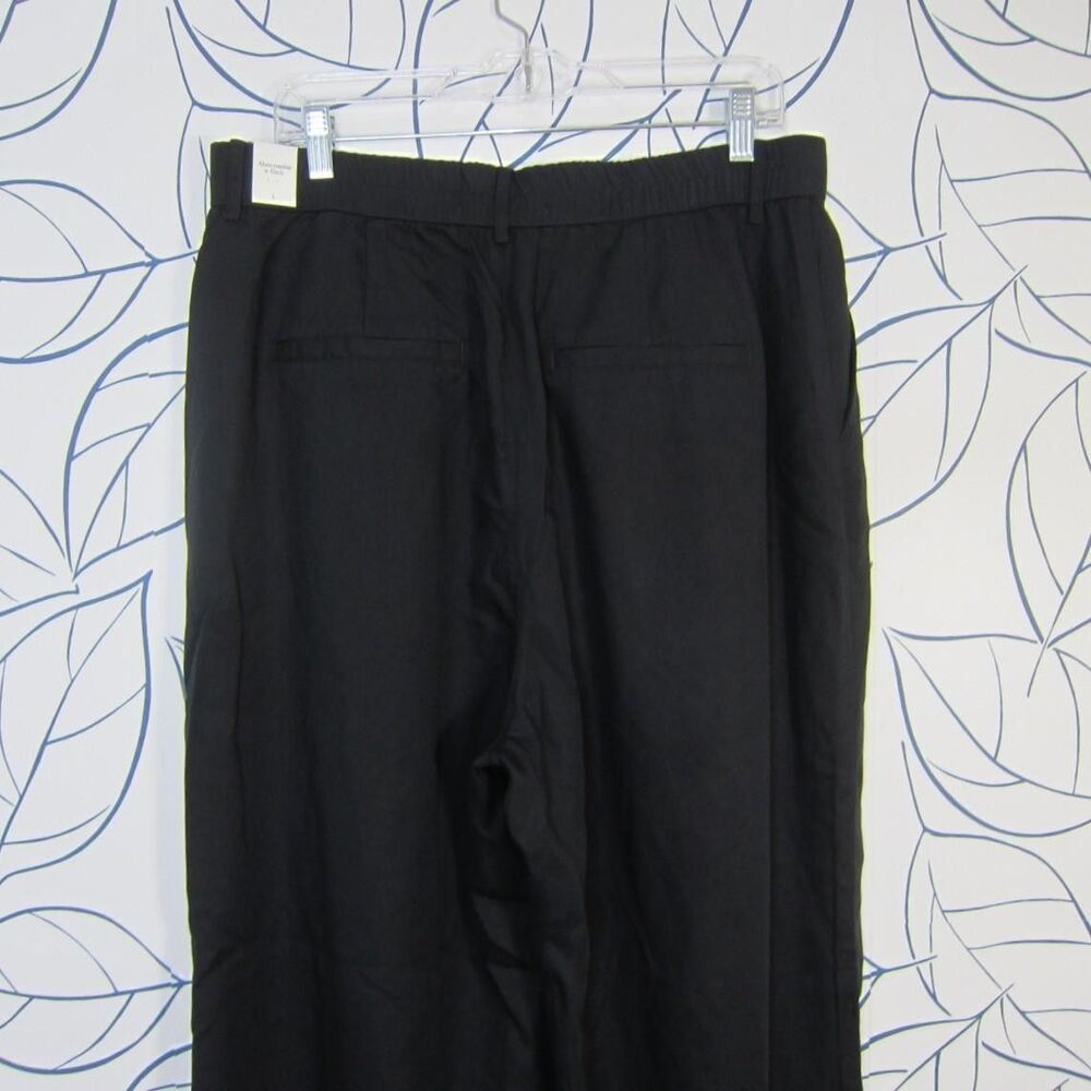 Abercrombie & Fitch Pleated Hi-Rise Wide Leg Dress Pants Black Size L New! - Picture 6 of 12